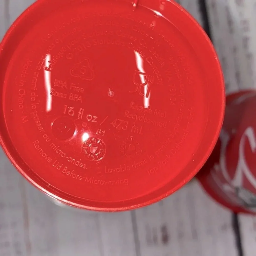 Starbucks 16 ounce reusable red Christmas tumblrs